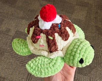 Crochet ice cream turtle, crochet turtle, crochet ice cream , heathersboutiqueus, crochet sea turtle, ice cream sundae