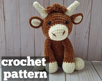 Crochet Highland Cow PATTERN, crochet cow pattern, highland cow pattern, brown cow pattern, crochet brown cow