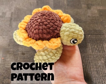 Mini Crochet sunflower turtle PATTERN, crochet turtle pattern, crochet sunflower pattern, heathersboutiqueus, crochet patterns, turtle lover