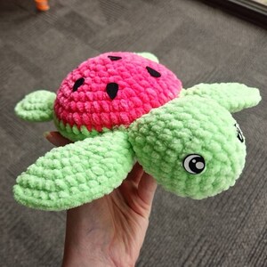 Crochet watermelon turtle, plush turtle, crochet plush, turtle lovers, crochet watermelon