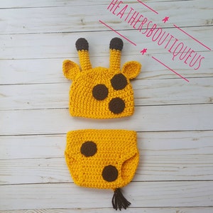 Crochet baby giraffe outfit, newborn giraffe outfit, newborn photo prop, crochet giraffe costume, crochet giraffe hat, giraffe diaper cover
