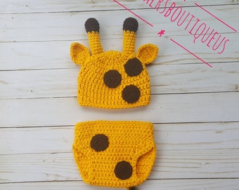 Crochet baby giraffe outfit, newborn giraffe outfit, newborn photo prop, crochet giraffe costume, crochet giraffe hat, giraffe diaper cover