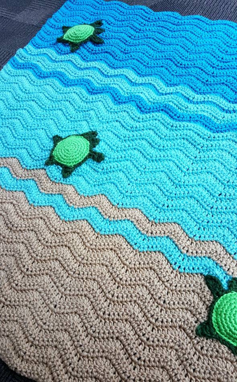 Crochet Sea Turtle Blanket Baby Blanket Nursery Blanket Etsy