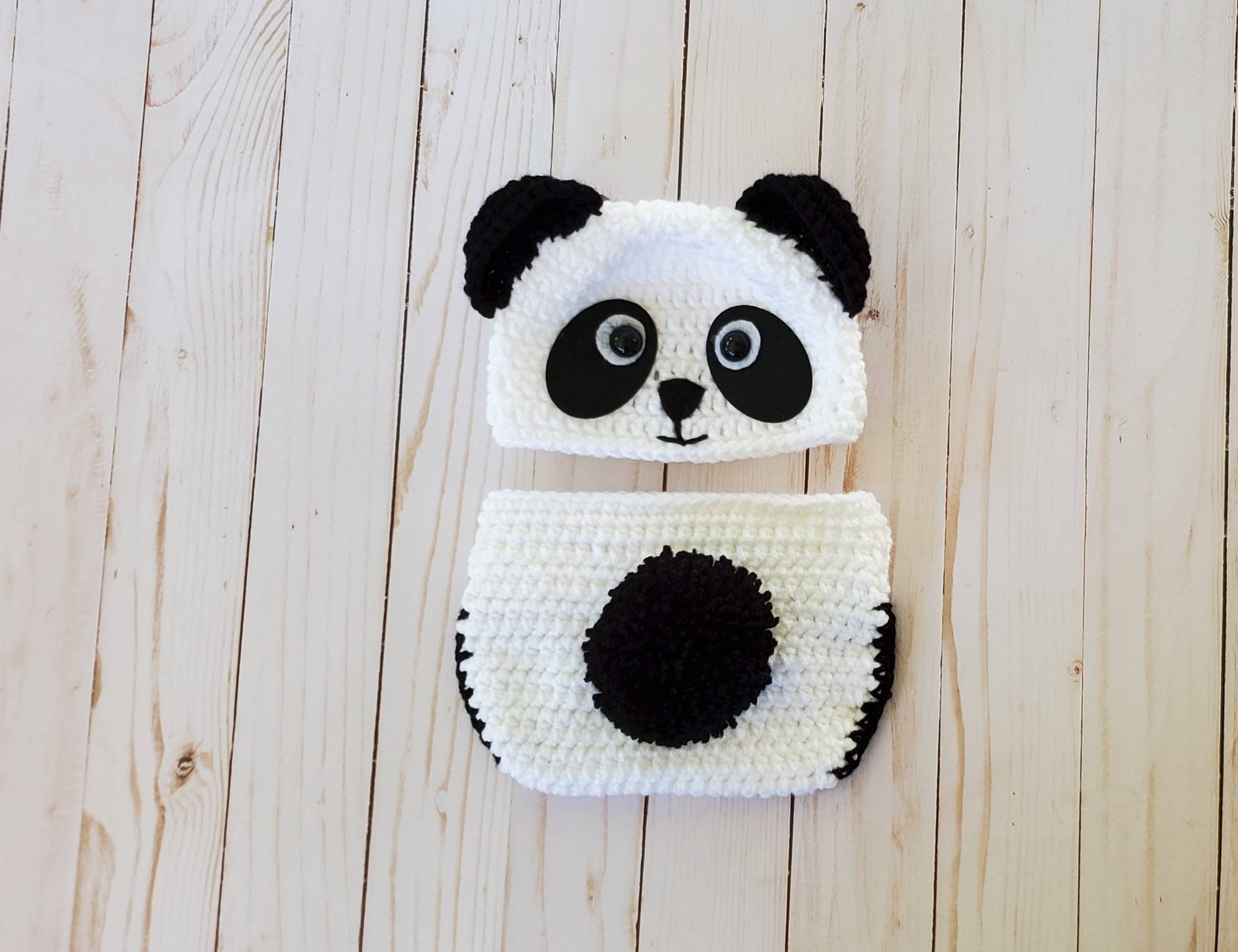Panda Outfit for Newnorn Photography, Panda Bonnet, Panda Toy, Angora Wrap,  Newborn Socks 