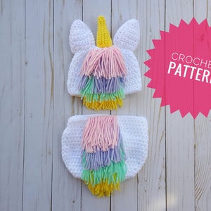 Crochet Newborn baby Unicorn Outfit PATTERN