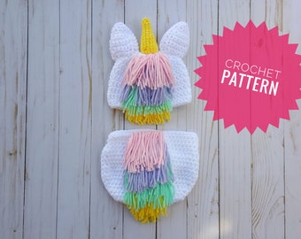 Crochet Newborn baby Unicorn Outfit PATTERN