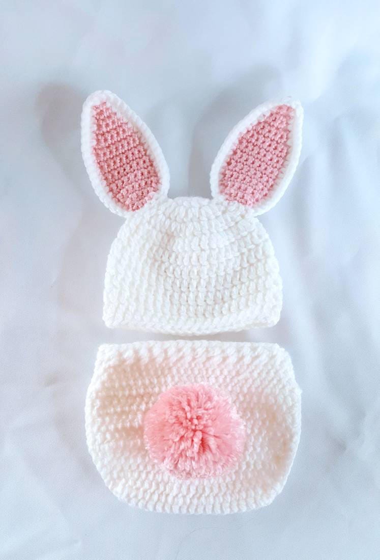 Grey Rabbit Bunny Beanies Hat Newborn Baby Handmade Knitted Crochet Photography Props Newborn Photo Baby Caps