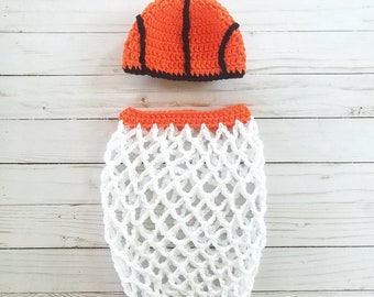 Crochet newborn basketball outfit, baby basketball photo prop outfit, newborn photo prop, crochet baby boy outfit, basketball costume hat