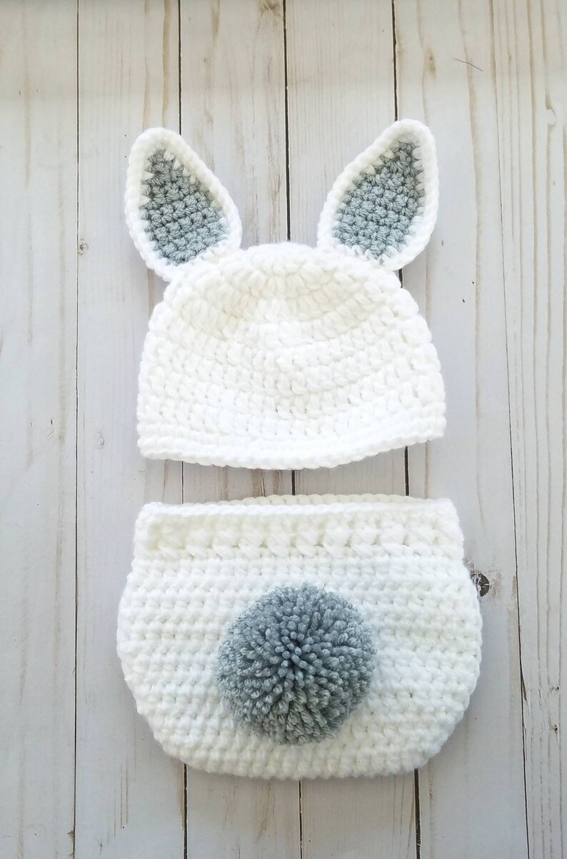 Newborn Bunny Outfit Baby Grey Easter Bunny Photo Prop Etsy
