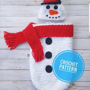 PATTERN Crochet newborn snowman outfit, newborn snowman cocoon, newborn Christmas photo prop, crochet snowman costume, snowman hat,