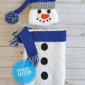 PATTERN Crochet newborn snowman outfit, newborn snowman cocoon, newborn Christmas photo prop, crochet snowman costume, snowman baby hat