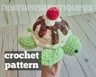 Crochet ice cream turtle PATTERN, crochet turtle pattern, crochet ice cream pattern, heathersboutiqueus, crochet patterns, ice cream sundae