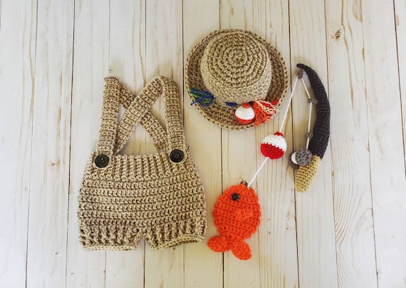 Buy Crochet Newborn Fishing Outfit, Crochet Fishing Hat, Crochet