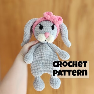 Crochet bunny snuggler PATTERN, crochet bunny toy pattern, rabbit snuggler pattern