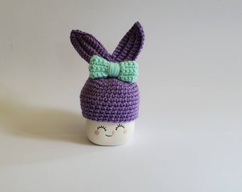 Mermaid marshmallow mug hat, purple mermaid marshmallow mug hat,  crochet marshmallow mug hat, fall marshmallow mug hat