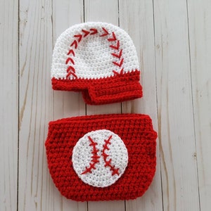 Crochet newborn baseball photo prop outfit, baby baseball outfit, crochet baseball  photo prop, newborn photo prop, baseball costume