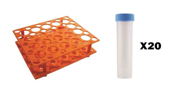 Plastic Test Tubes for Beads Seed Bead Storage Rack 50 Screw Top Tubes /&Rack