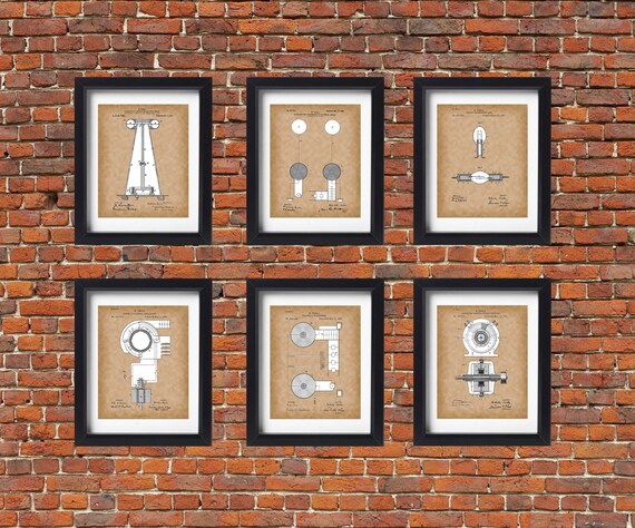 Nikola Tesla Posters Tesla Wall Art Set Of 6 Tesla Patent Etsy