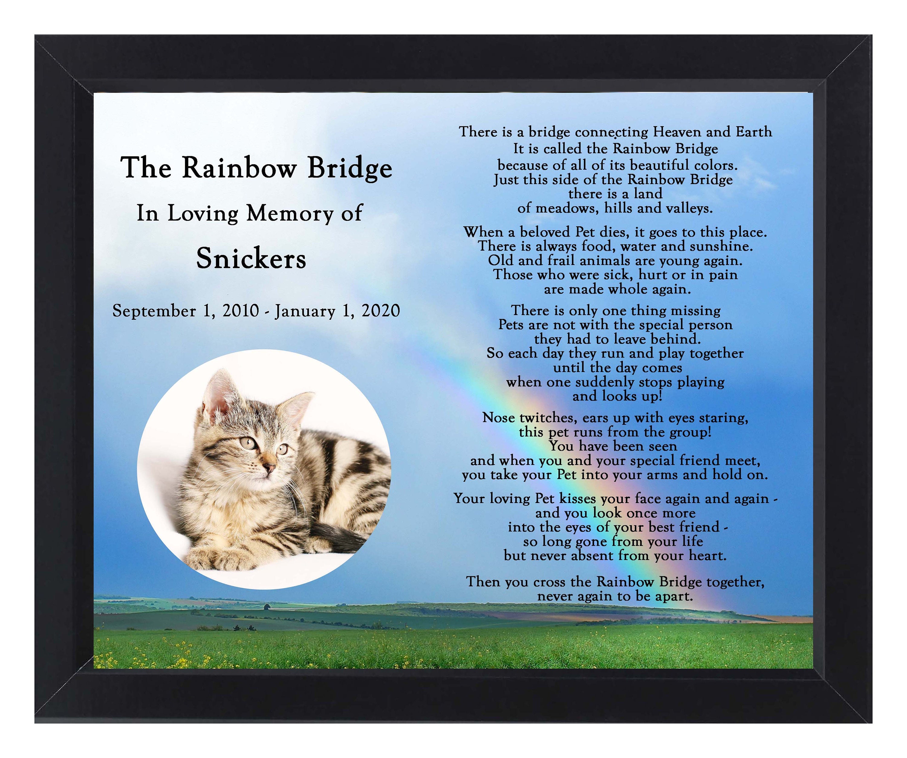 Personalized Rainbow Bridge Pet Loss Pet Memorial Poem Dog Cat 8x10 ...