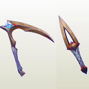 K/DA Akali League of Legends weapons pepakura unfold for foam