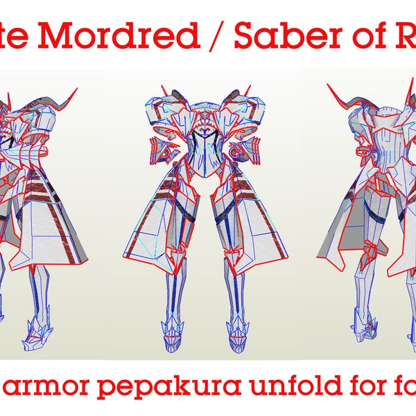 Fate Mordred full armor pepakura unfold for foam