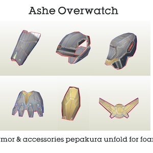 Ashe Overwatch armor & accessories pepakura unfold for foam