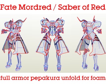 Fate Mordred full armor pepakura unfold for foam