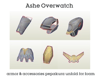 Ashe Overwatch armor & accessories pepakura unfold for foam