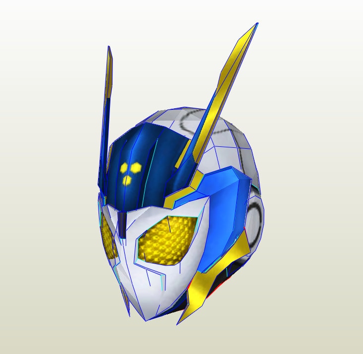 Kamen Rider Valkyrie Lightning Hornet Helmet Pepakura Unfold for Foam ...