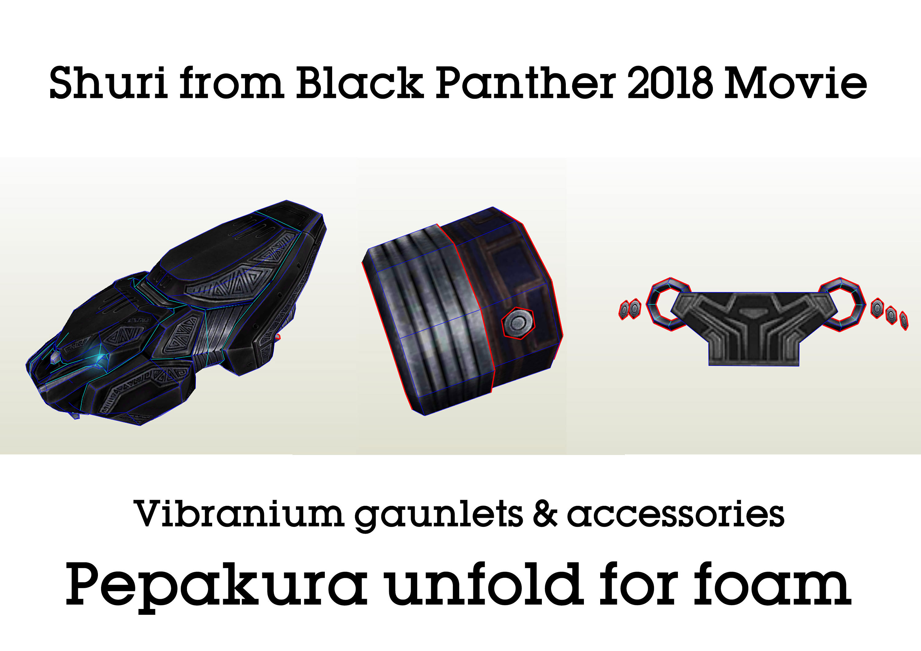 Shuri Vibranium Wrist Gauntlets & Accessories Black Panther 2018