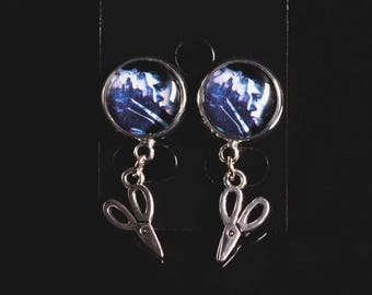 Edward Scissorhands inspired earrings with dangling scissor charms