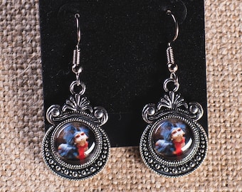 Boucles d'oreilles pendantes avec image de ver inspirées du film Labyrinthe