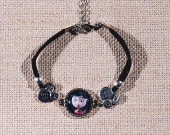 Coraline inspired image bracelet with button charms