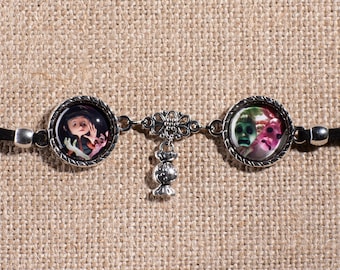Coraline inspired Coraline/Other Spink and Forcible double image bracelet with taffy charm