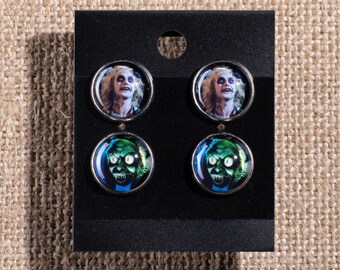 Beetlejuice inspired 2-pair image stud earrings set