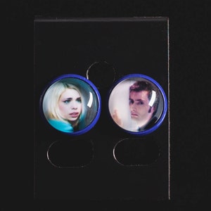 Doctor Who inspired Rose Tyler and The Tenth Doctor image stud earrings