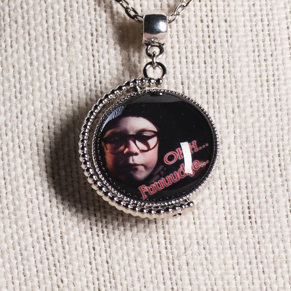Christmas Story inspired "Ohh Fuuuudge" double-sided/spinning Ralphie image pendant necklace