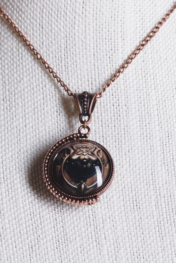 Labyrinth Inspired Door Knockers Double Sided Spinning Image Pendant Necklace