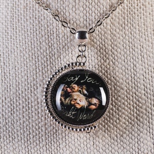 Labyrinth inspired double-sided/spinning Goblins, Sarah and Toby image pendant necklace