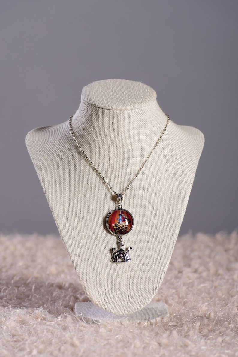 Coraline inspired Mouse Circus Bobinsky, Coraline/Wybie, Bobinsky image pendant necklace with circus tent charm image 5