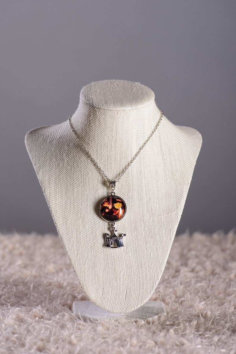Coraline inspired Mouse Circus Bobinsky, Coraline/Wybie, Bobinsky image pendant necklace with circus tent charm image 2