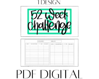 Sobre en efectivo del desafío de 52 semanas (imprimible)