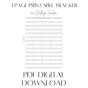 1 Dollar Challenge Tracker (Printable)