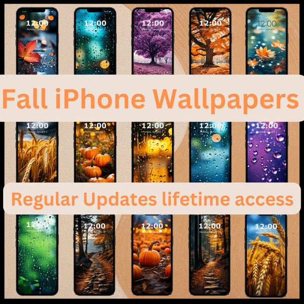 Fall Phone Wallpapers, Fall Wallpaper iPhone, Autumn Smartphone Wallpaper Set, iOS Lock Screen Aesthetic Cozy Digital Download