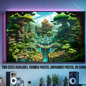 8 bit Pixel Art Poster Gamer Room Wall Retro Futurism Poster Solarpunk Art Fantasy World Art Fantasy Art Canvas Decor Stardew Valley Poster