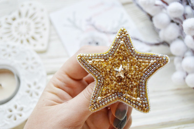 Gold Star Brooch Gold Moon Brooch Set Brooches Sparkling Pin Etsy
