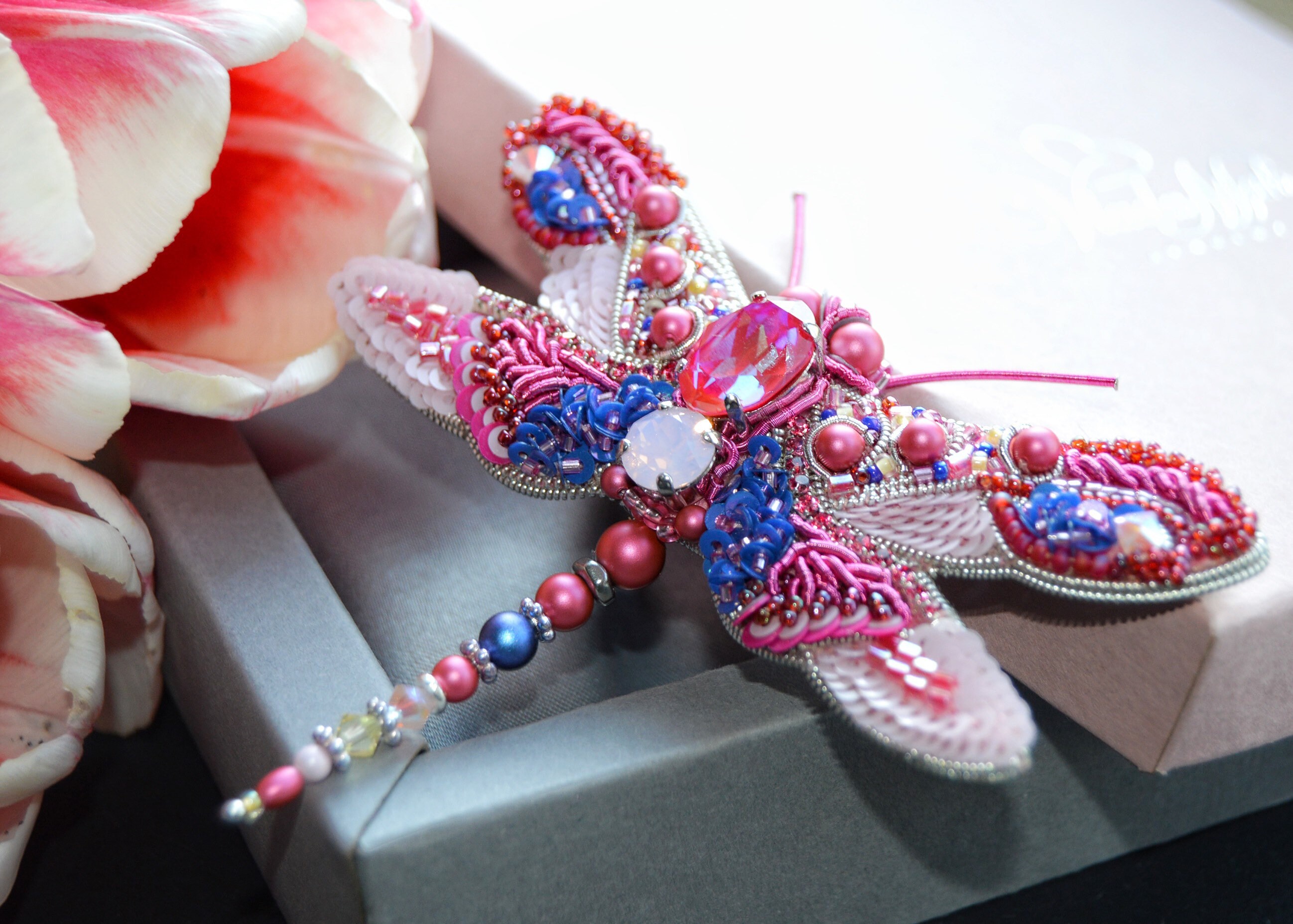 Pink Beaded Dragonfly Brooch ✨ Make Your Own Beaded Dragonfly Pendant! ✨ https  main image 3