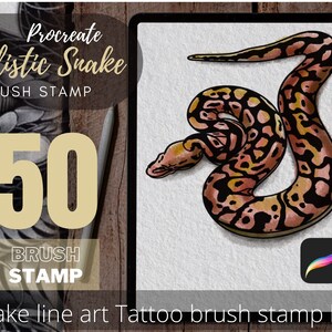 Snake Brush stamp, Procreate brush stamp, Realistic Snake Stamp, Snake tattoo stencil, Cobra tattoo stencil, Snake procreate brush stamp