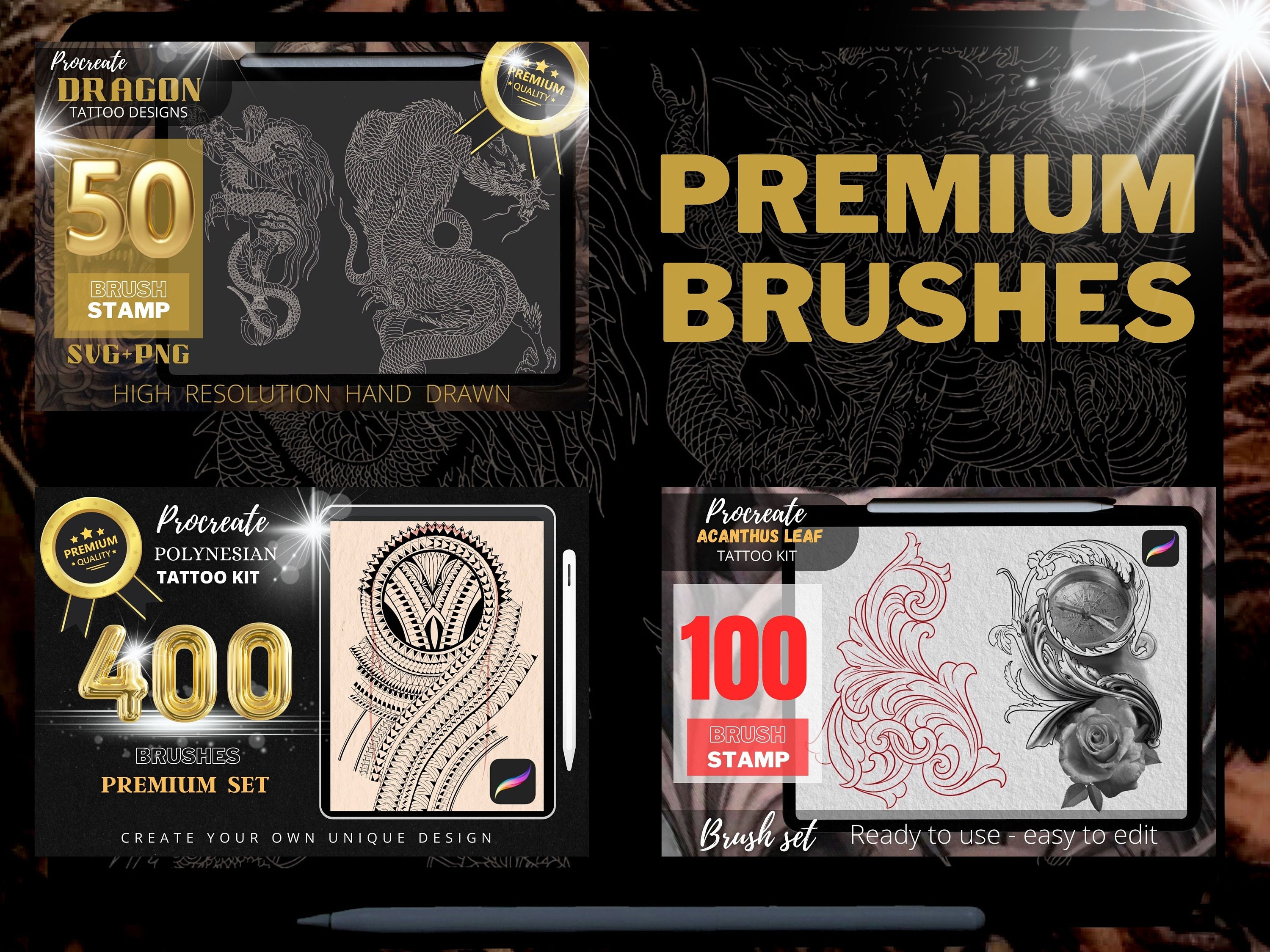 Tattoo Brush Bundle Polynesian Japanese Tattoo Tattoo - Etsy