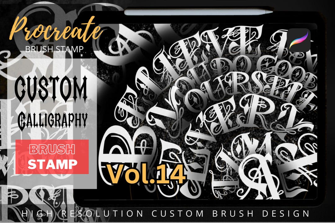 Gothic Calligraphy Brushes for Procreate, Tattoo Stencils (digital ...